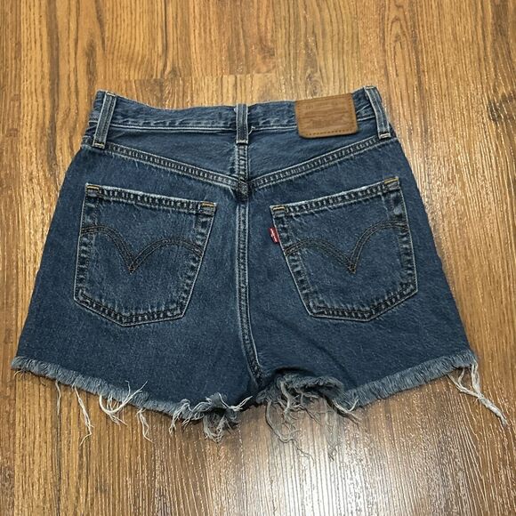 Levis Ribcage Jeans Shorts Womens 26 Blue Denim Button Fly Raw Frayed Hem Lot 3 - Picture 10 of 15